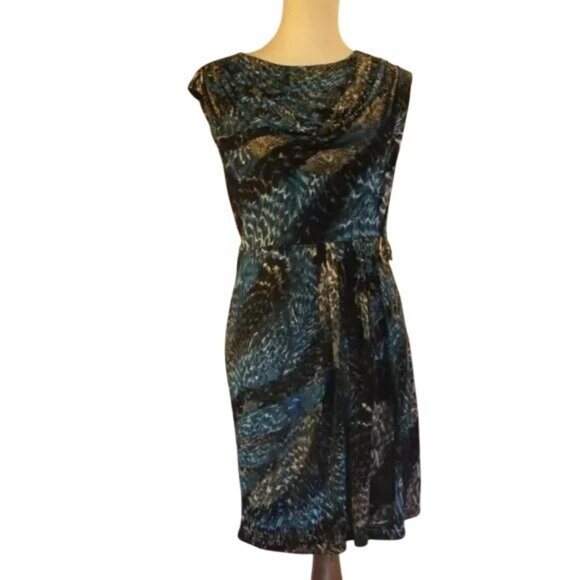 Laundry Dresses & Skirts - 🆕LAUNDRY BY SHELLI SEGAL Jersey Faux Wrap Dress Aqua Blue Print 4